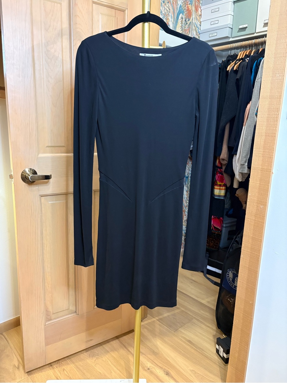T Alexander Wang Long Sleeve Black Mesh Dress with Cutouts